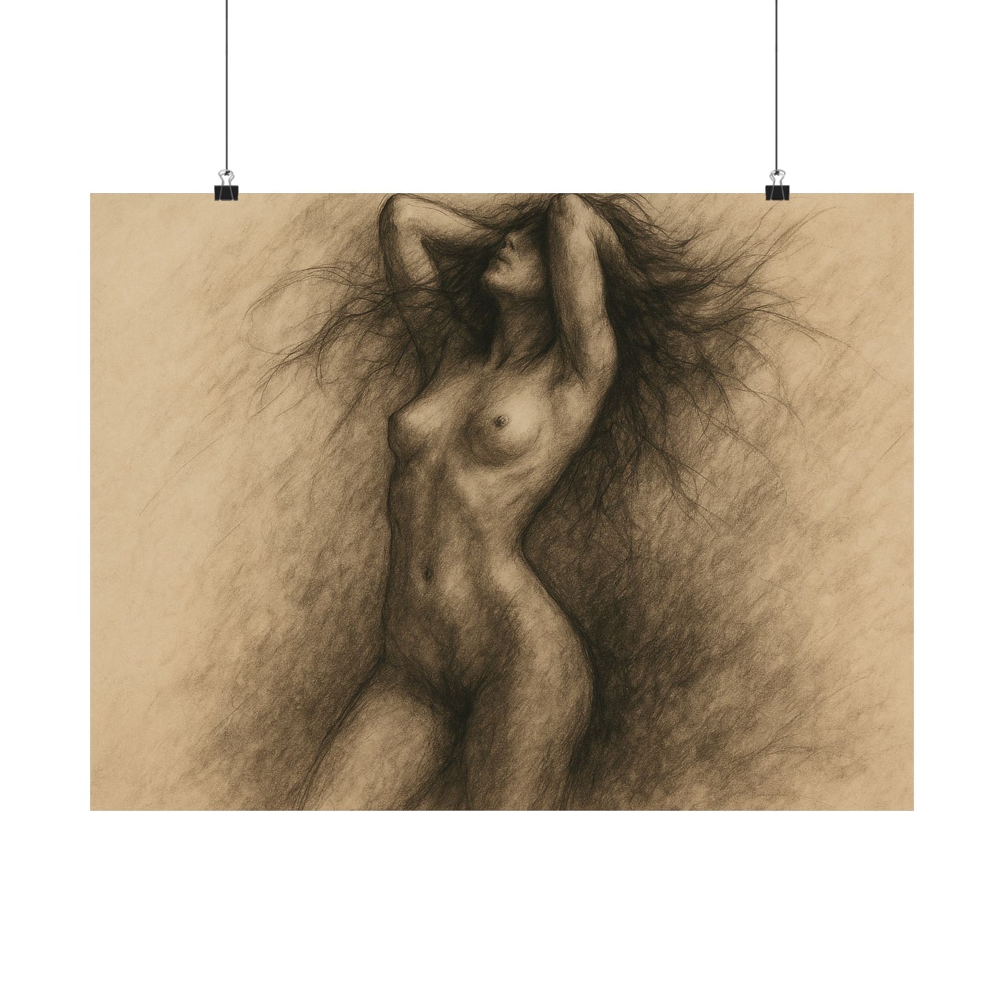 Whispers of Form – Nude Charcoal Art Poster