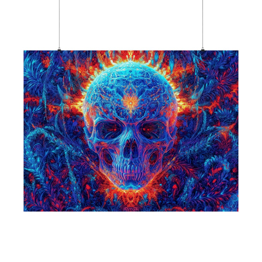 Psychedelic Fiery Skull Poster