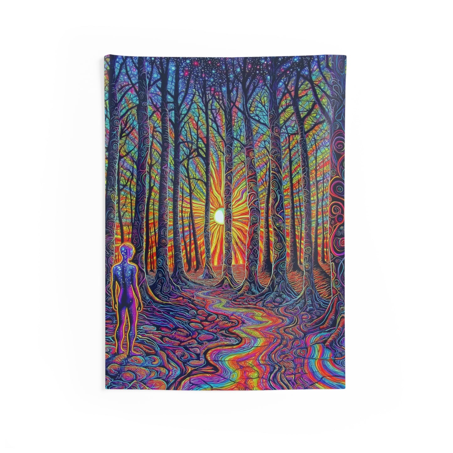 Psychedelic Forest Awakening Tapestry