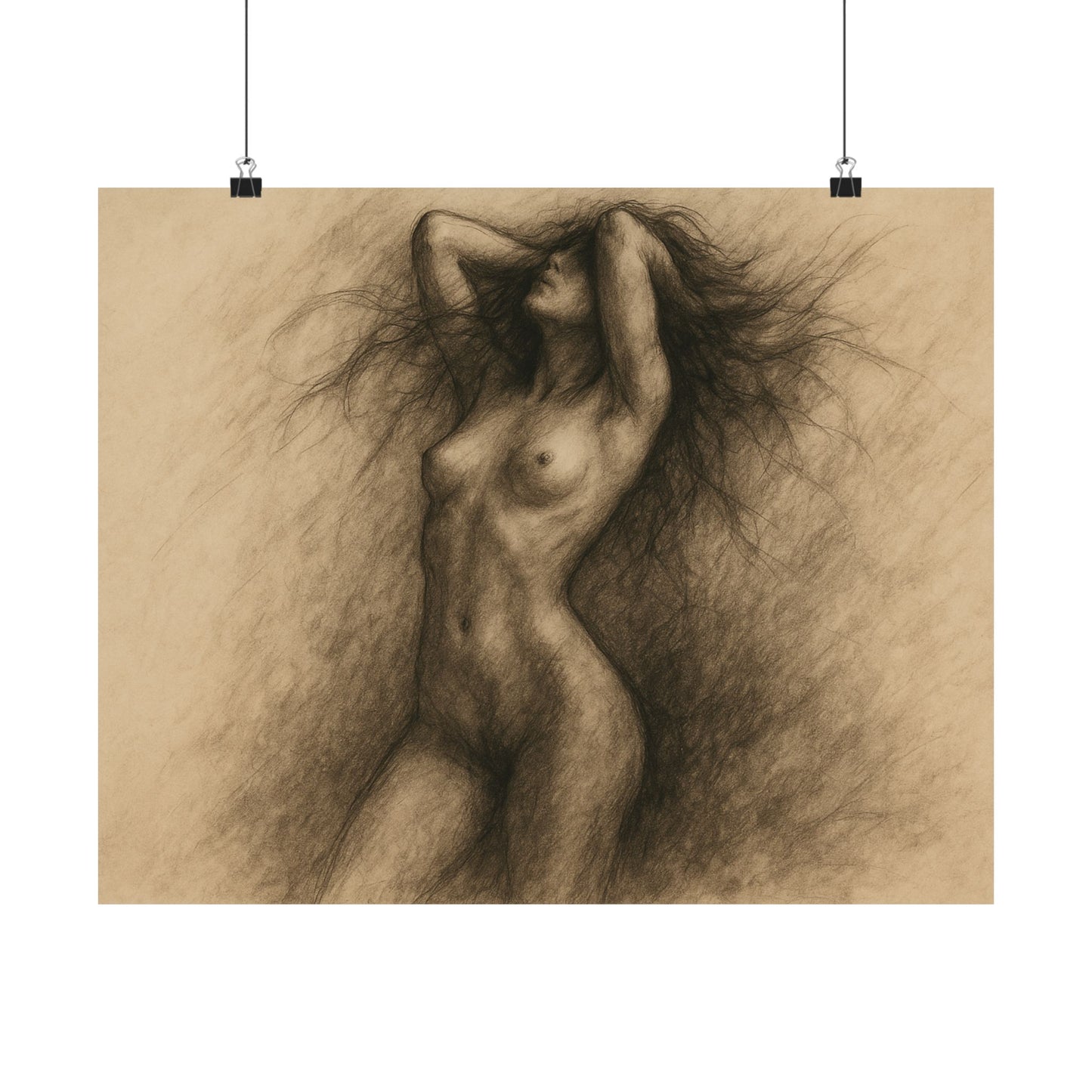 Whispers of Form – Nude Charcoal Art Poster