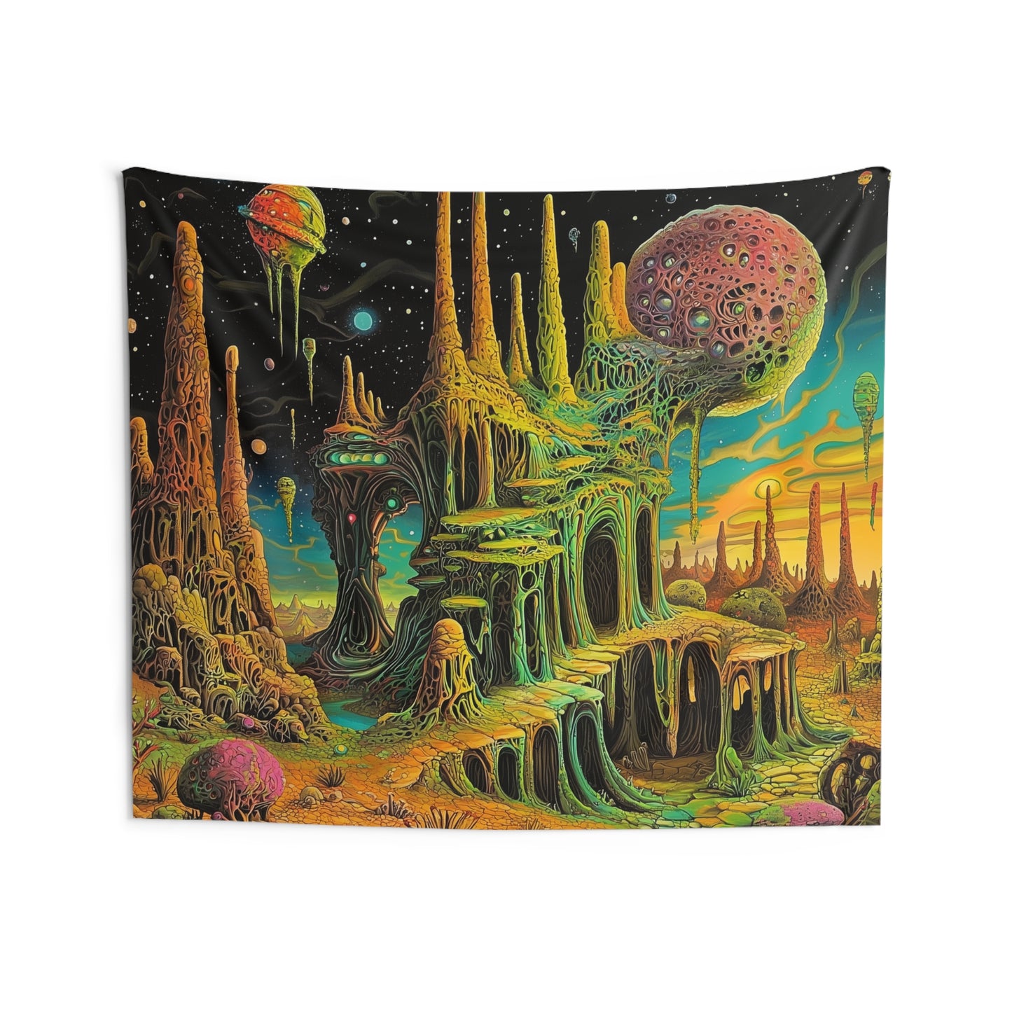 Surreal Alien Landscape Psychedelic Tapestry