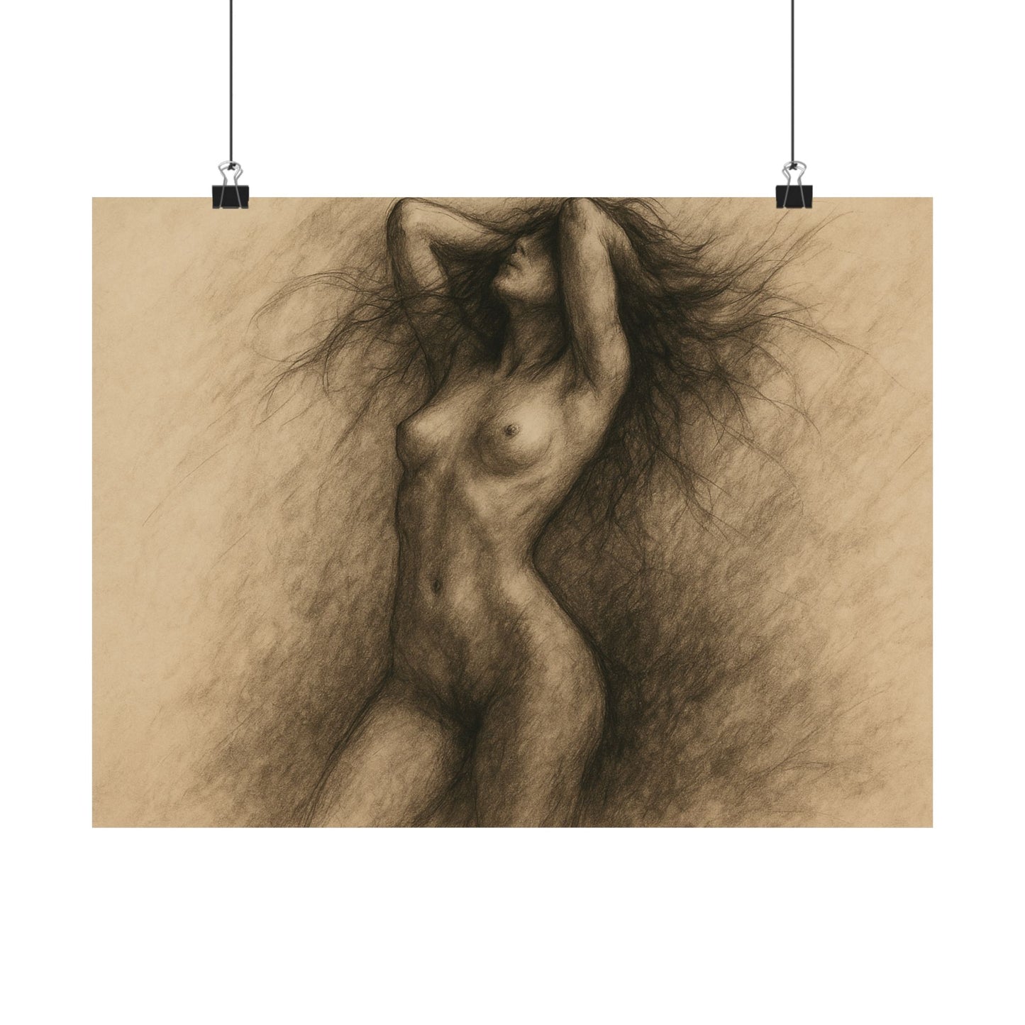 Whispers of Form – Nude Charcoal Art Poster