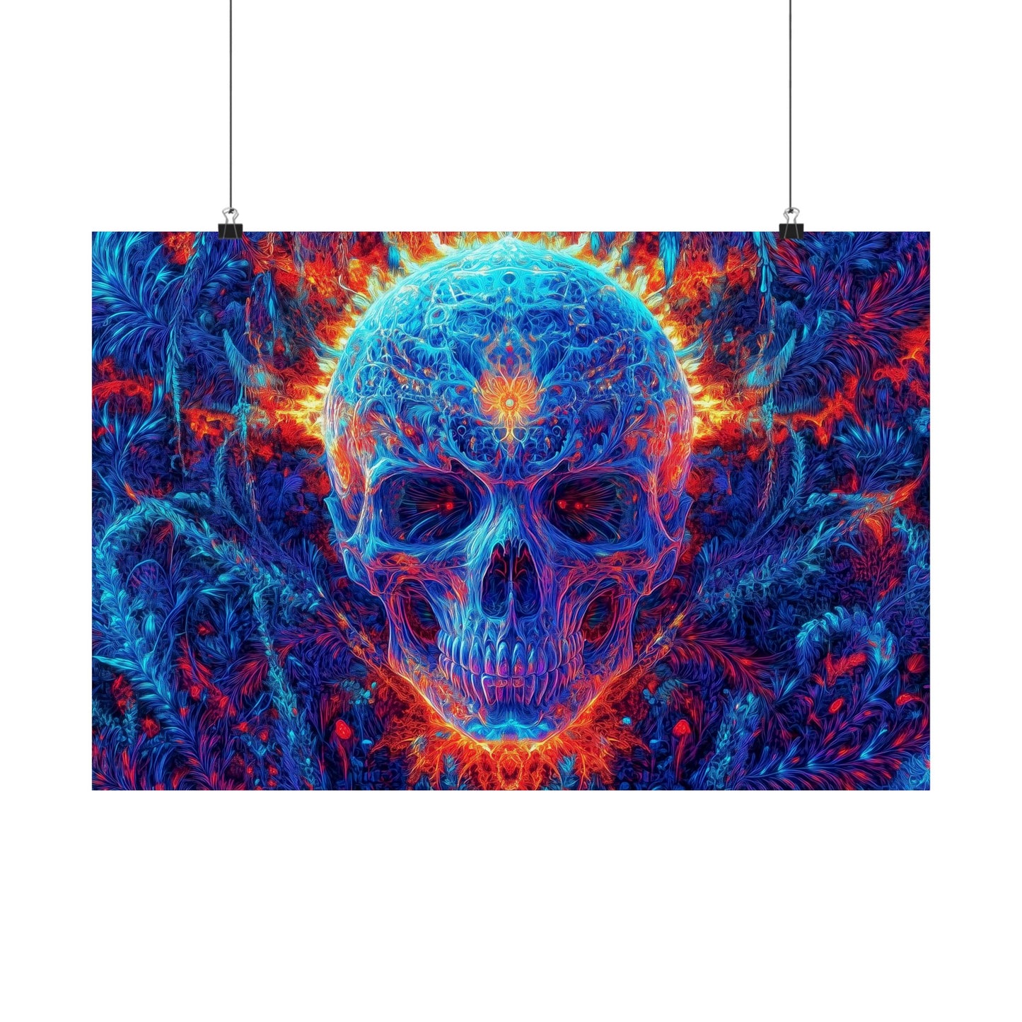 Psychedelic Fiery Skull Poster