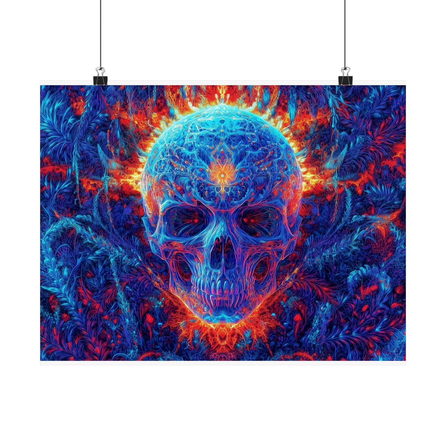 Psychedelic Fiery Skull Poster