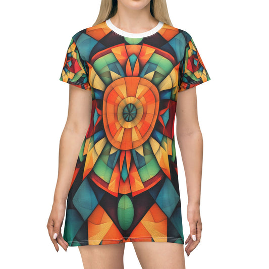 Sunburst Geometry T-Shirt Dress