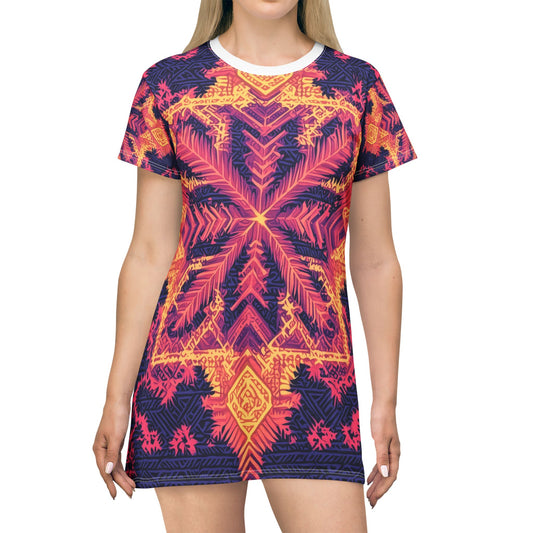 Trippy Sunset Radiance T-Shirt Dress