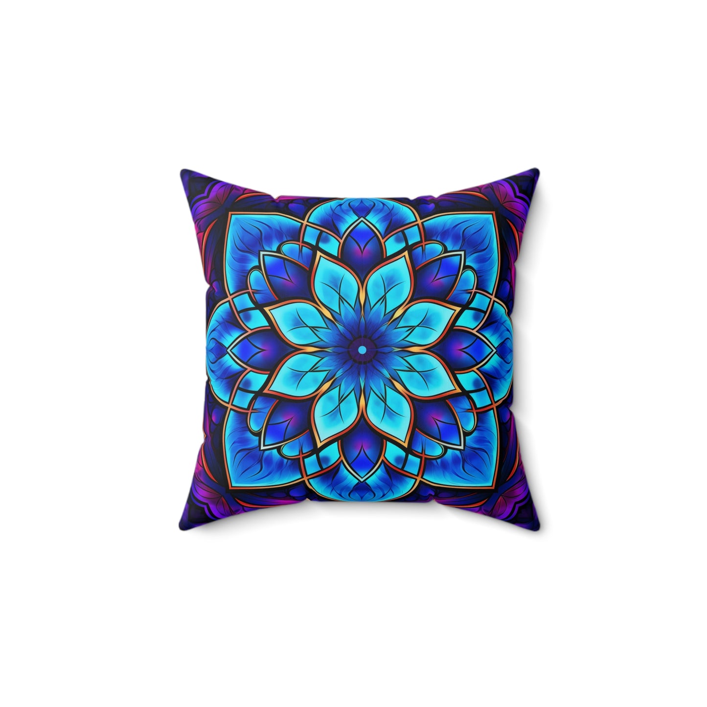 Blue Mandala Flower Psychedelic Pillow Design