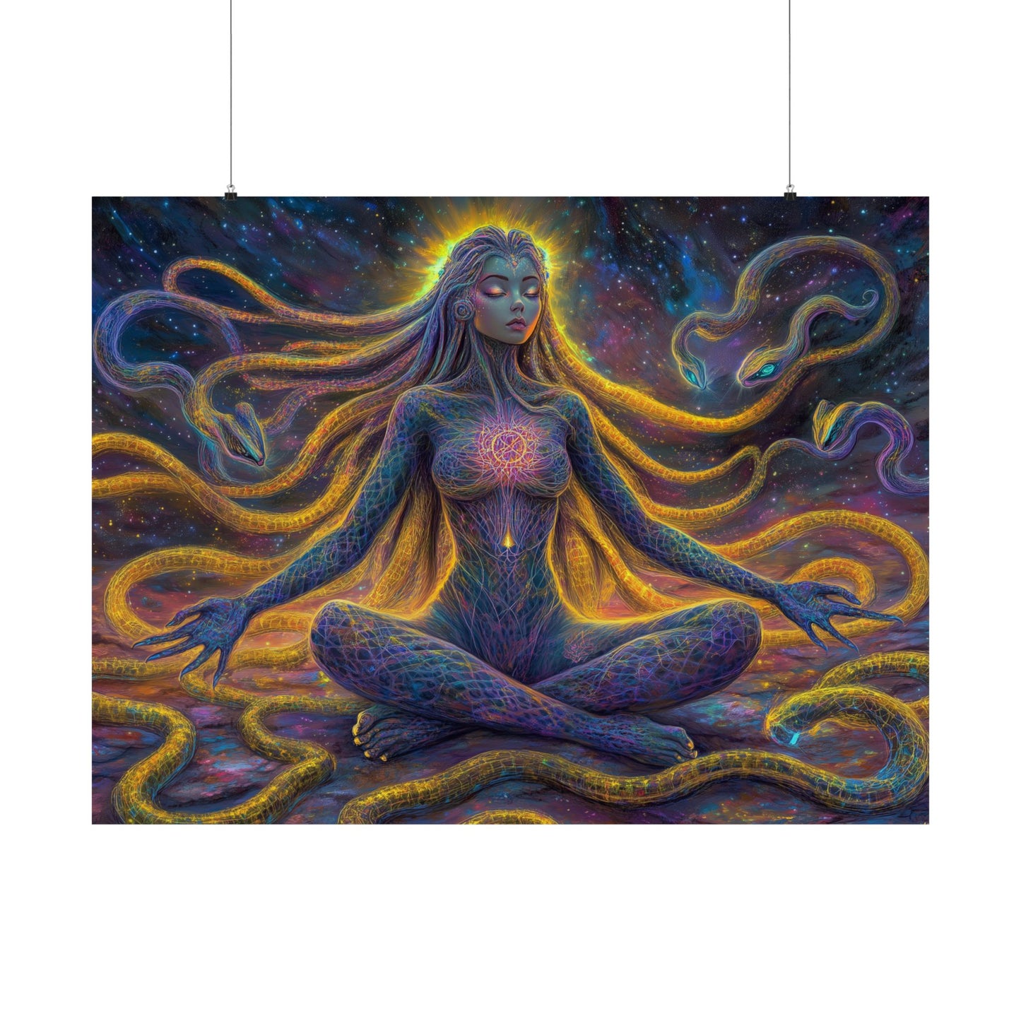 Celestial Serpent Goddess Psychedelic Poster