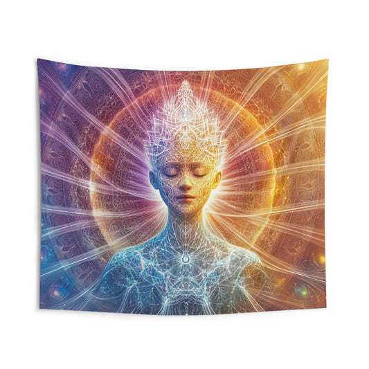 Sacred Energy Tapestry – Psychedelic Meditative Wall Art