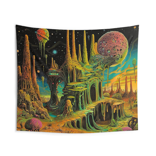 Surreal Alien Landscape Psychedelic Tapestry