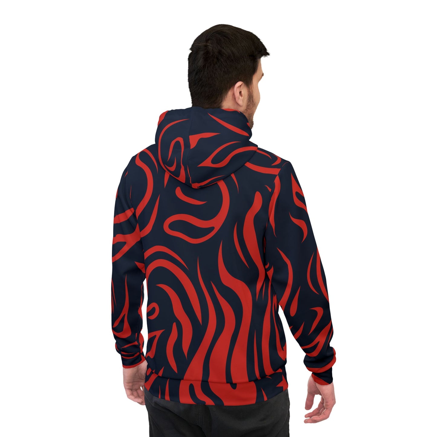 Red and Navy Trippy Abstract Hoodie