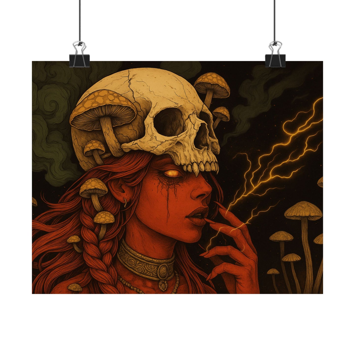 Mushroom Sorceress Skull Poster