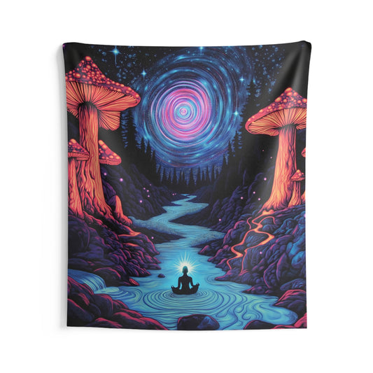 Mystical Trippy Mushroom Galaxy Tapestry