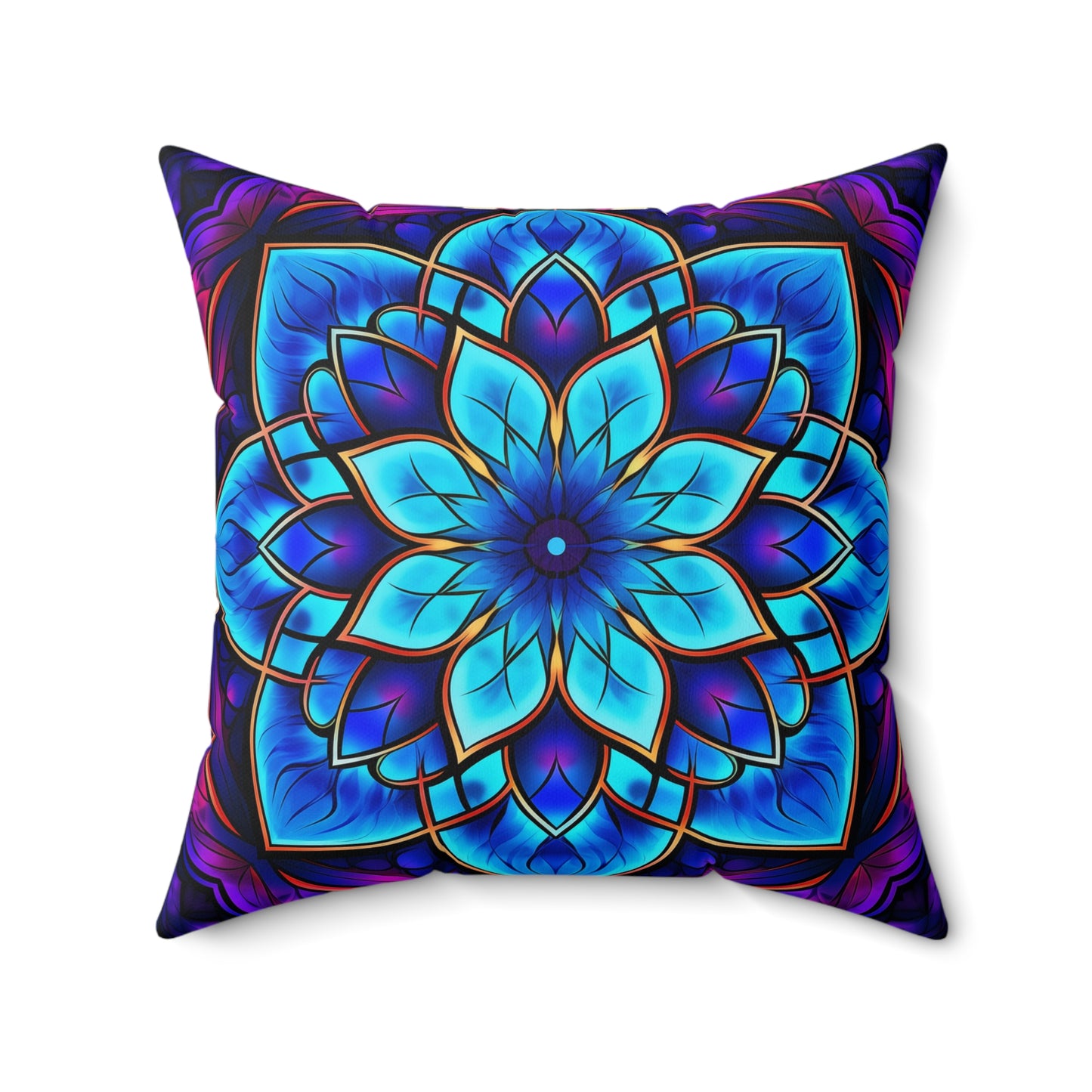 Blue Mandala Flower Psychedelic Pillow Design