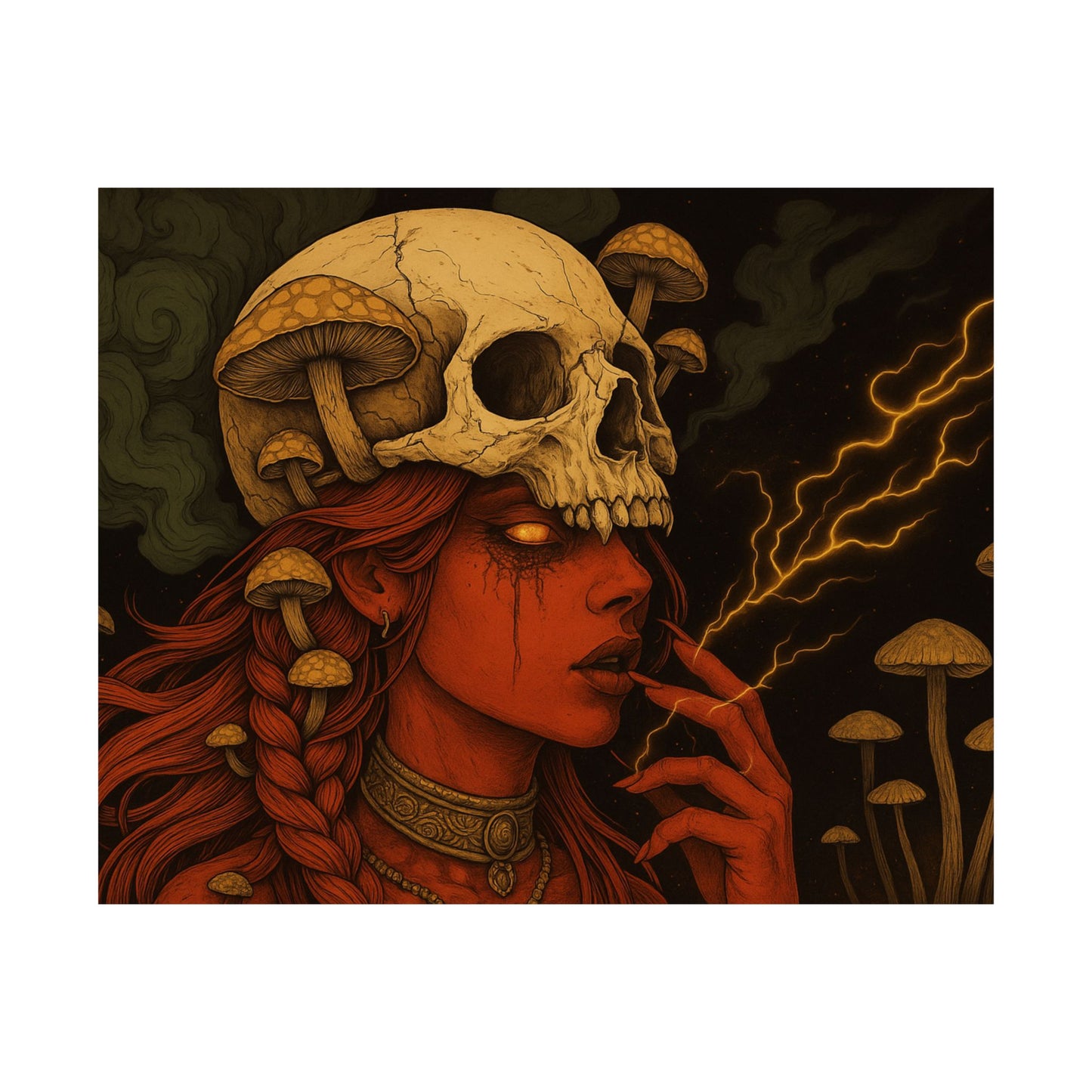Mushroom Sorceress Skull Poster