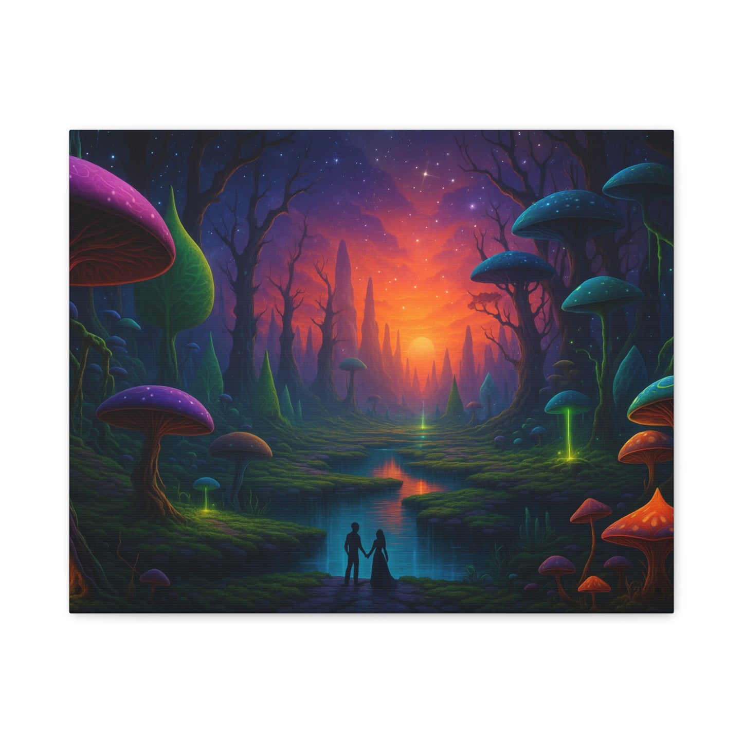 Lovers in the Mushroom Realm Canvas Art