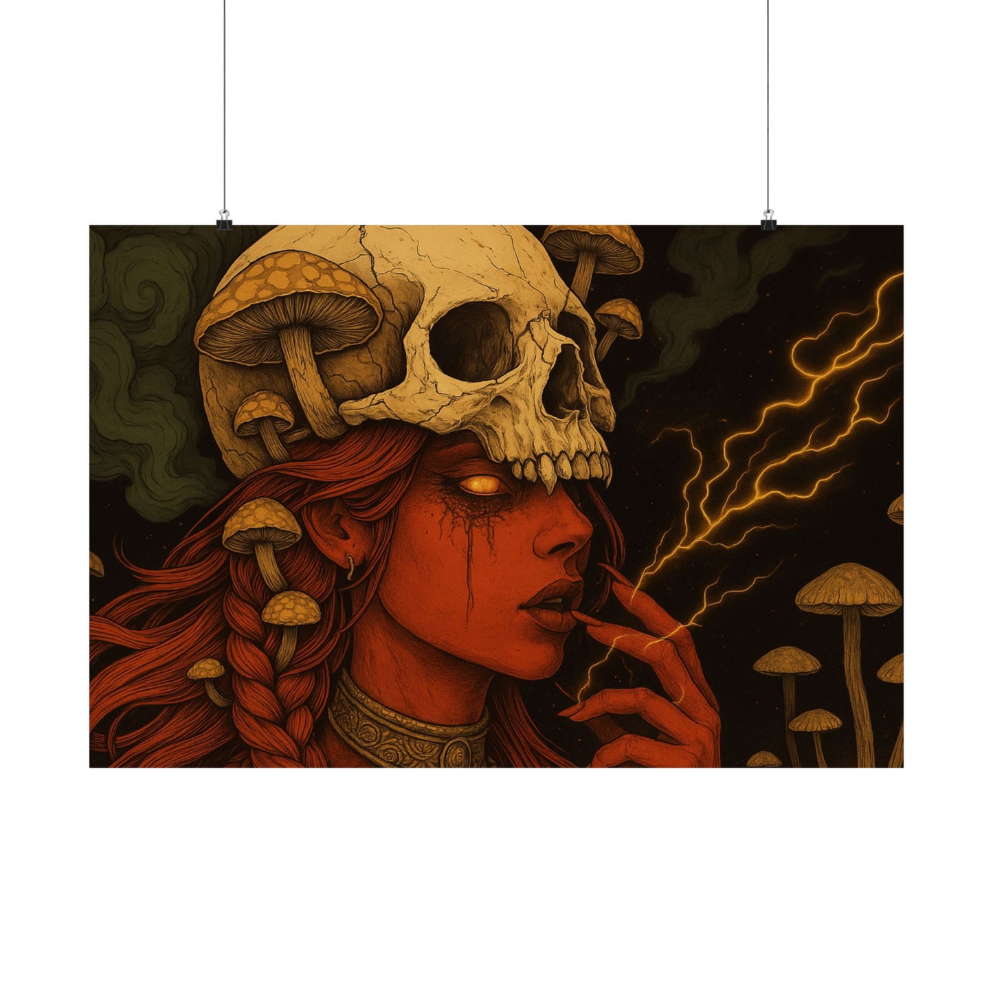 Mushroom Sorceress Skull Poster