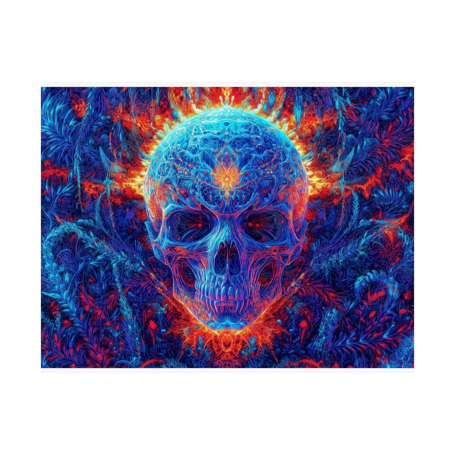 Psychedelic Fiery Skull Poster