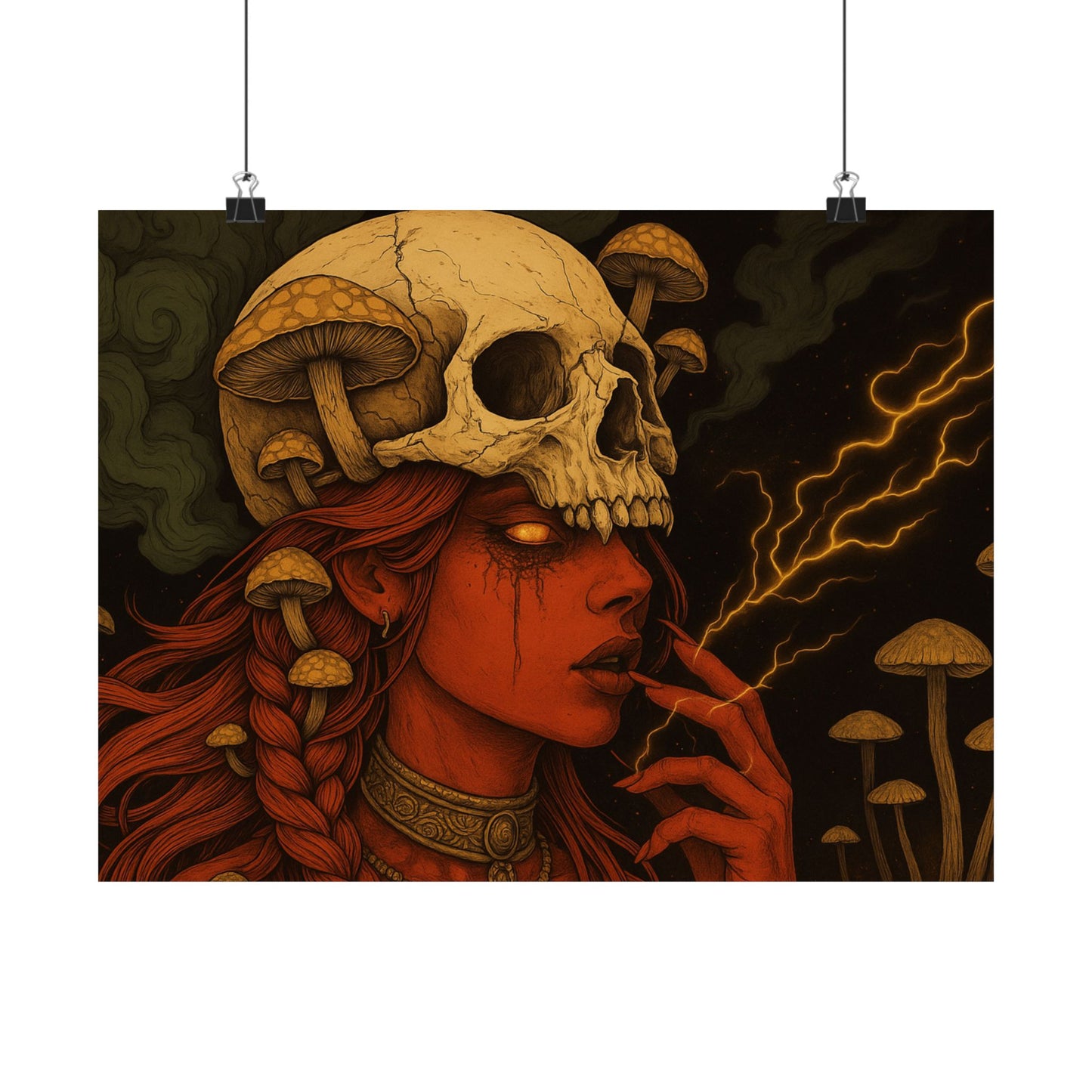 Mushroom Sorceress Skull Poster