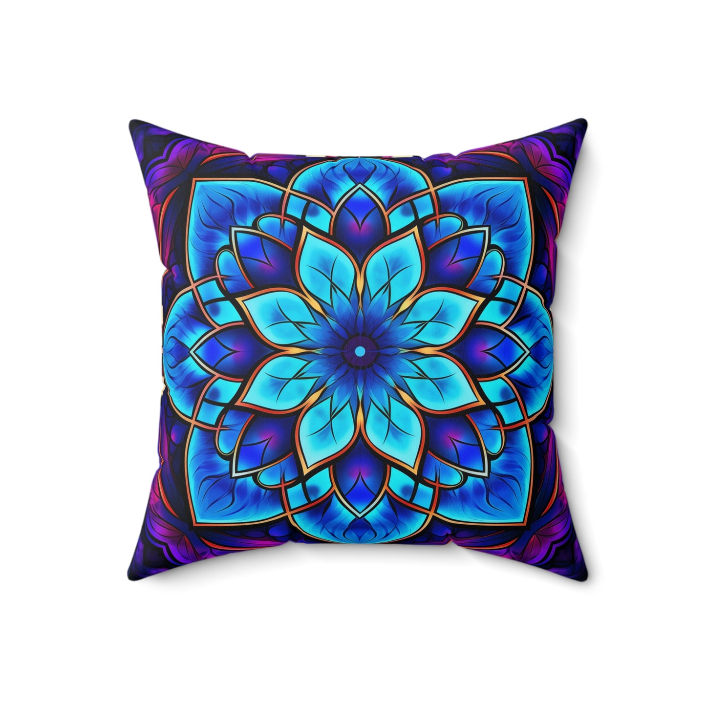 Blue Mandala Flower Psychedelic Pillow Design