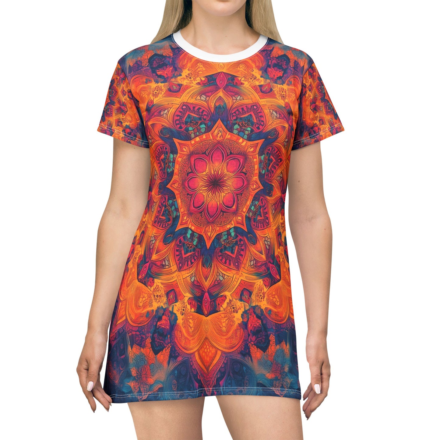 Trippy Radiant Mandala T-Shirt Dress