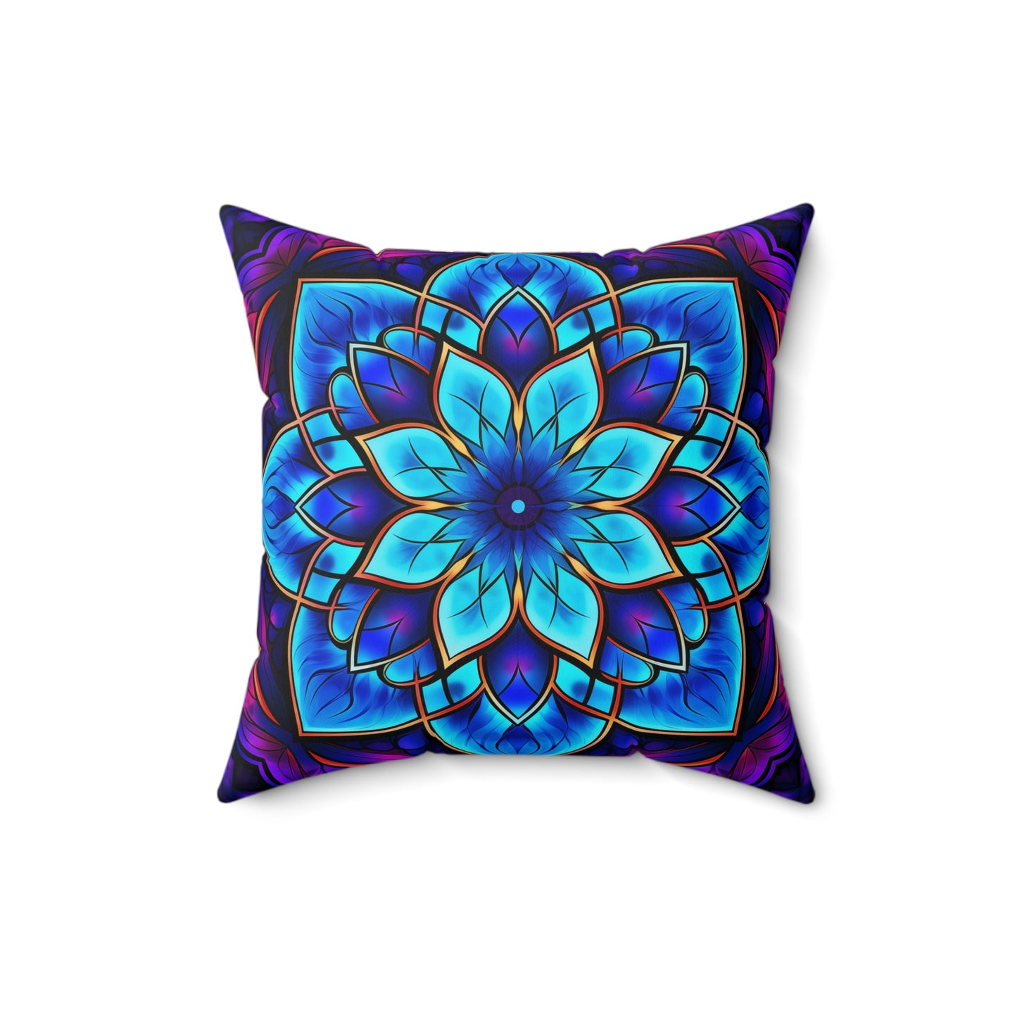 Blue Mandala Flower Psychedelic Pillow Design