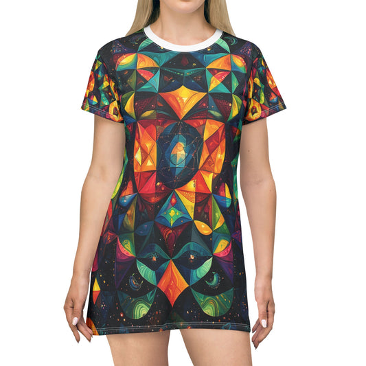 Trippy Prism Pulse T-Shirt Dress